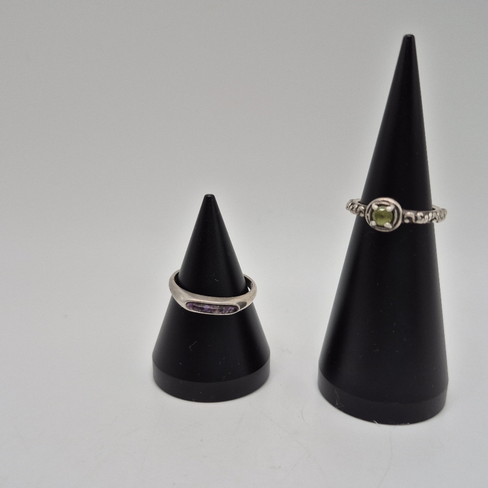 Carolyn POLLACK FANTASTIC PRICE 2 Rings Peridot Sterling & Sterling Stackable. - Picture 11 of 11